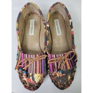 STEVE MADDEN Women's Size 6.5 Teana Moccasin Flats Brown Multicolored Slip-ons
